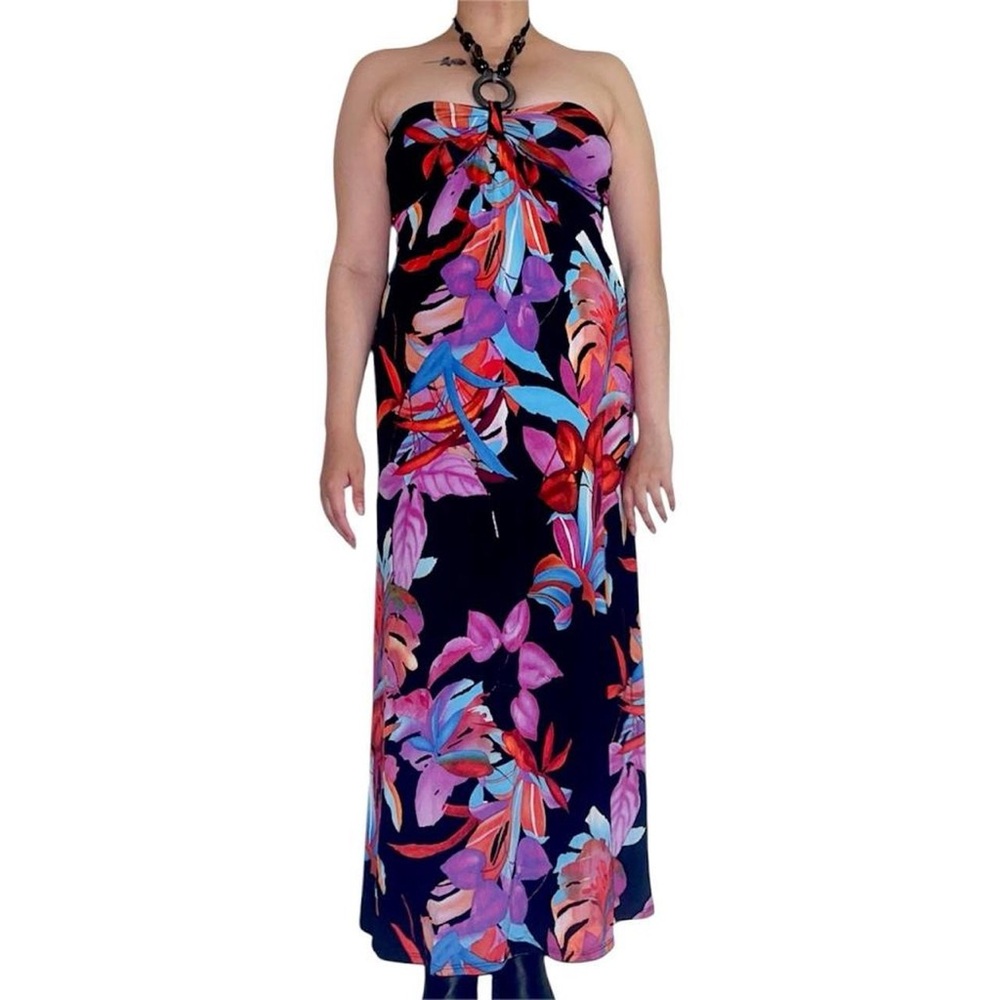 Y2K floral maxi halter dress.